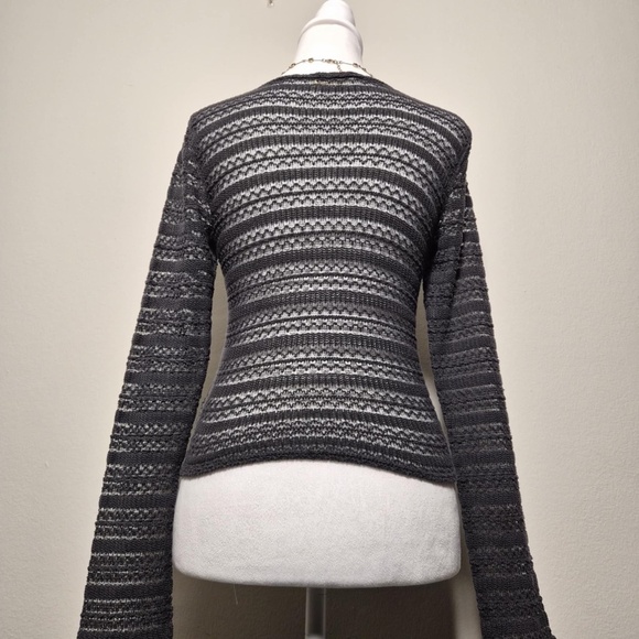 Hollister Vintage Gray Micro Knit Witchy Whimsigoth Grunge Alt Longsleeve Top M - Picture 3 of 7